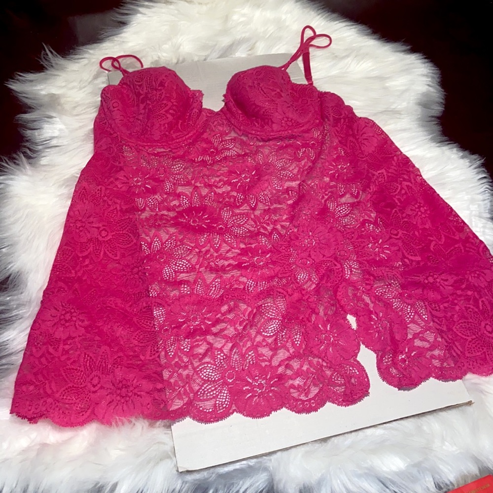 VS Victoria’s Secret pink slip floral size L large like new nighty night dress - Picture 4 of 9